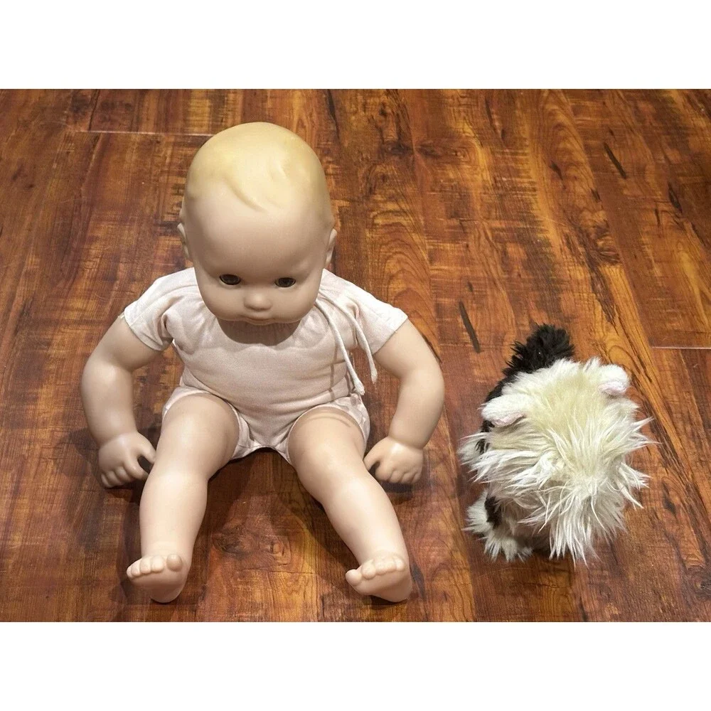 American Girl Light Hair & Eyes 15” Bitty Baby Doll & Yorkshire Terrier Dog Lot